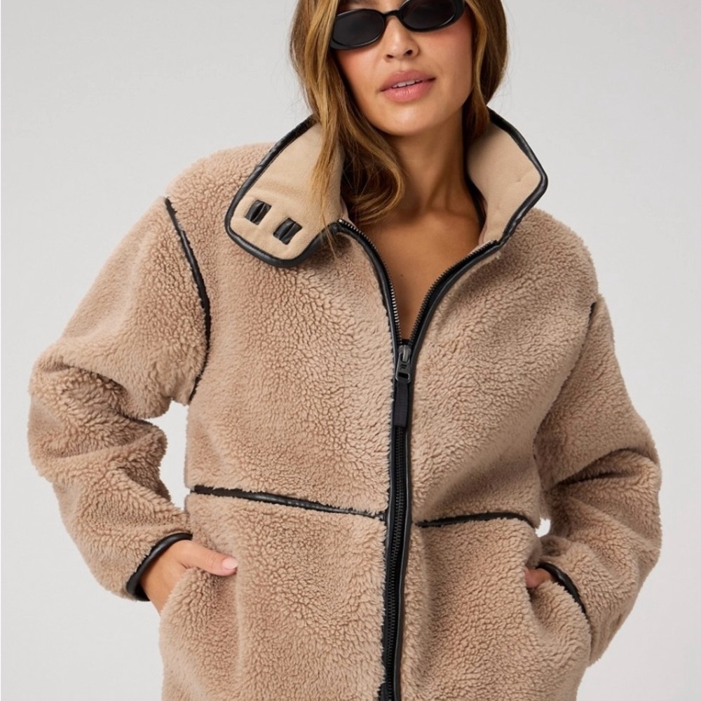 Fabletics Cozy Tan Teddy Jacket